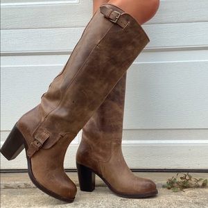 Tall Leather Boots Light Brown Size 7